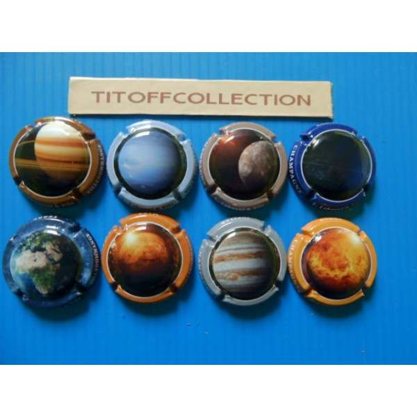 lot de 8 series de capsules de champagne leboeuf planetes